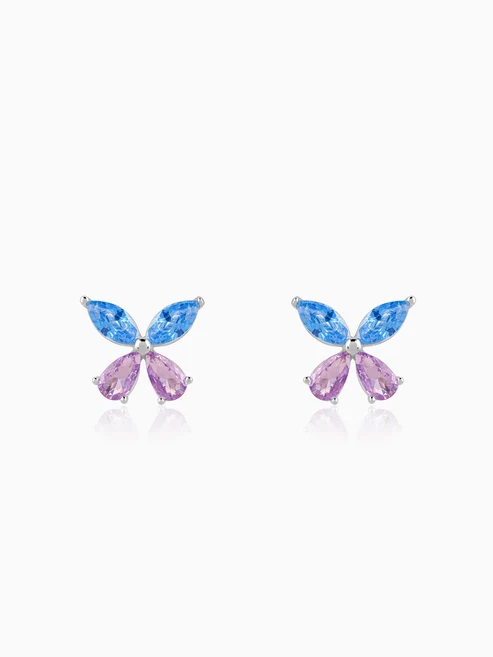 Silver Blue Butterfly Studs - Image 3