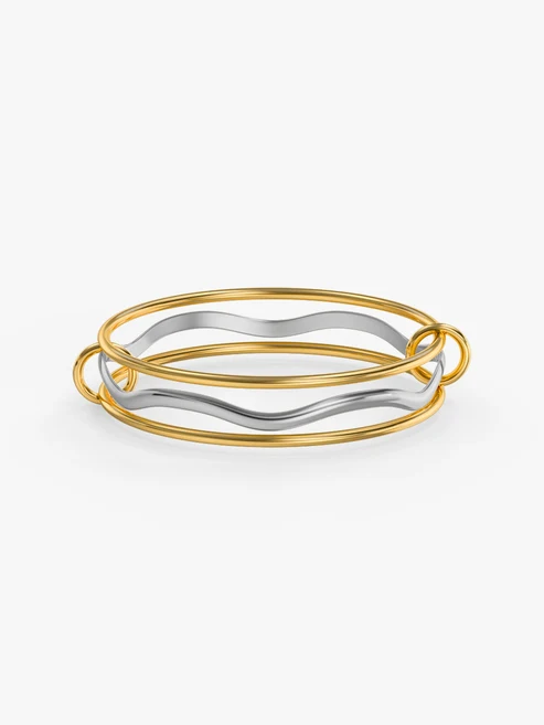 Twisted Signal Dual Tone Bangle Bracelet - Image 2