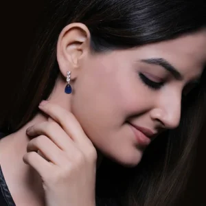 Silver Sapphire Blue Drop Earrings