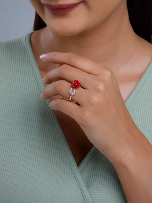 Rose Gold Floral Ring