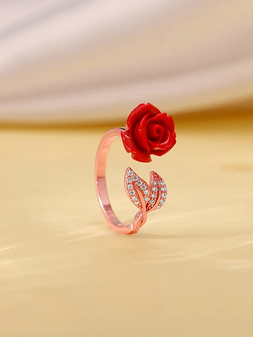 Rose Gold Floral Ring - Image 2